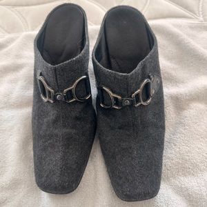 Aerosols “Cinch Worm” mules. Grey fabric. Size 8. Worn a few times.
